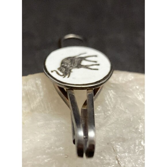 Vintage SIAM‎ Sterling Silver 925 Elephant White Enamel Tie Bar Clip 10.5g Retro - Picture 3 of 8